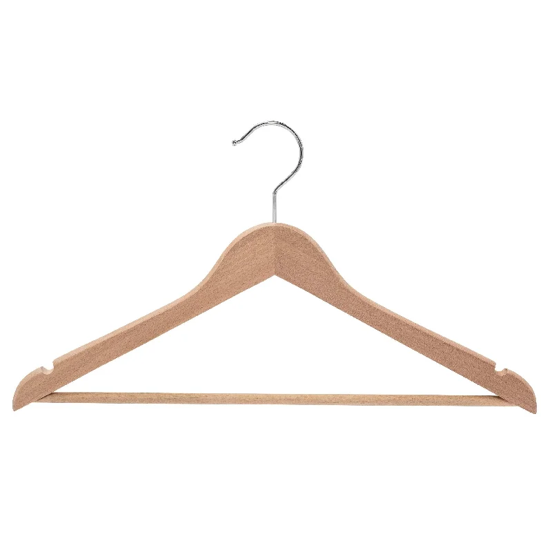 European Beech Wood Coat Hanger NO Varnish - 44.5cm X 15mm Thick (Sold in 10/20/50)