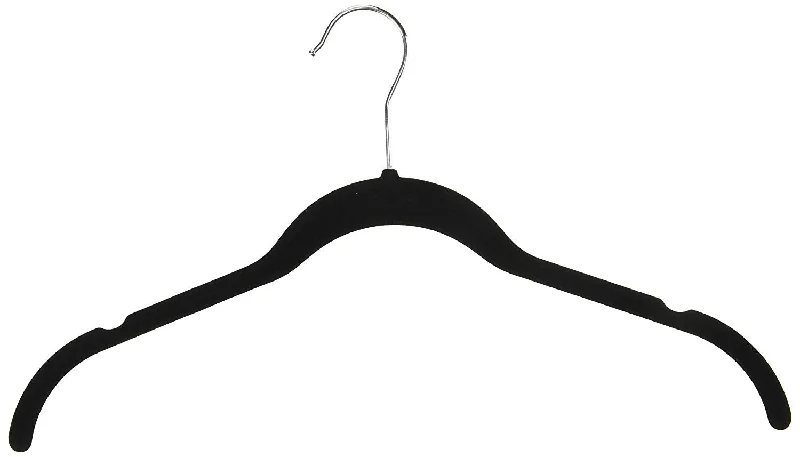 Premium Velvet Shirt Hanger Hook swivel 360 - Ultra Thin, 50-Pack, Black