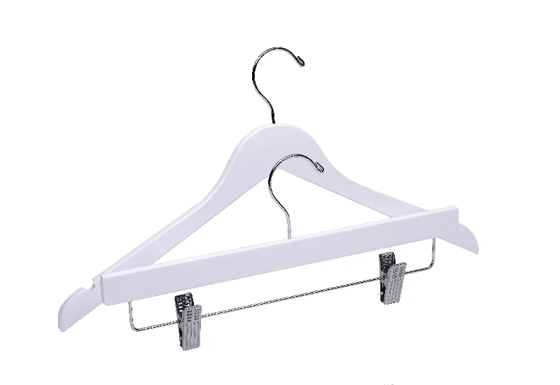 White Top & Bottom Wooden Hangers Mixed Pack