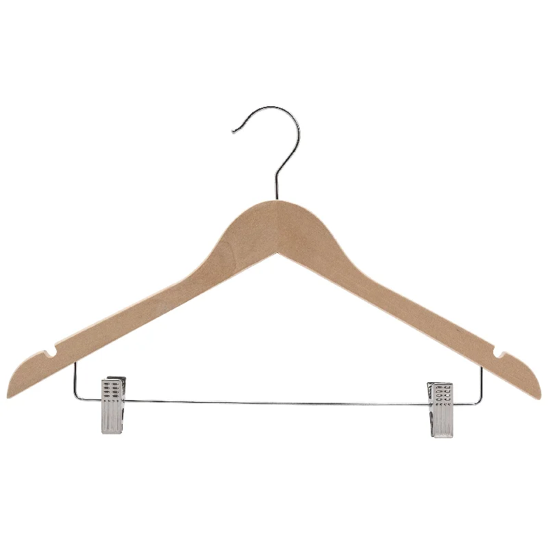 Premium Wooden Combination Hanger with NO Varnish - Very Fine Polished Surface - 44.5cm X 12mm Thick Sold in Bundle of 10/20/50/100