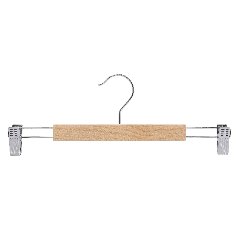 Premium Raw Wood Pant Hanger with NO Varnish With Clips - Fine Polished Surface - 35cm X 12mm Thick Sold in Bundle of 10/20/50/100