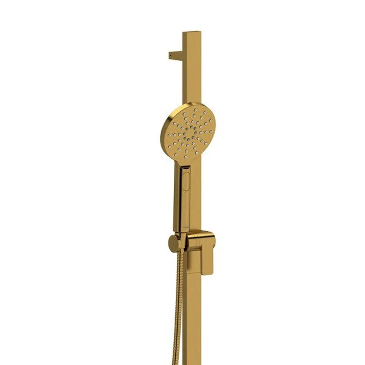 Handshower Set Round 2-Jet Brushed Gold 3 Function WaterSense 1.8 Gallons per Minute 31 Inch Slide Bar