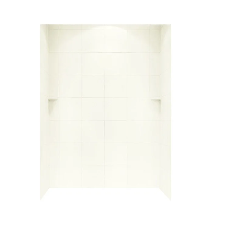 Shower Wall Swanstone Square Tile Bath Wall Kit with Soap Shelves 3 Panels 36 x 62 x 72 Inch White Swanstone 36x72; 62x72 Inch